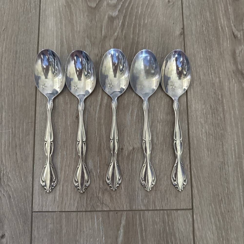 Set Of 5 Oneida CANTANA Oval Place Soup Spoons Stainless Flatware